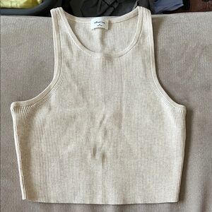Aritzia Wilfred Free Ribbed Beige Tank Top